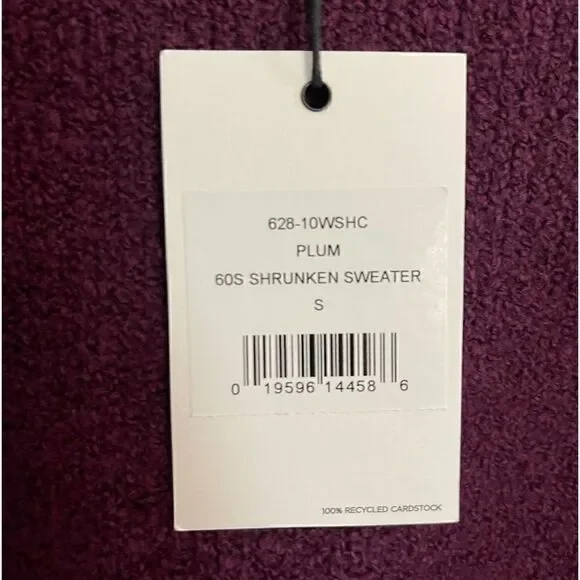 Re/Done 60’s shrunken fitted sweater in plum NWT. S - Picture 7 of 7